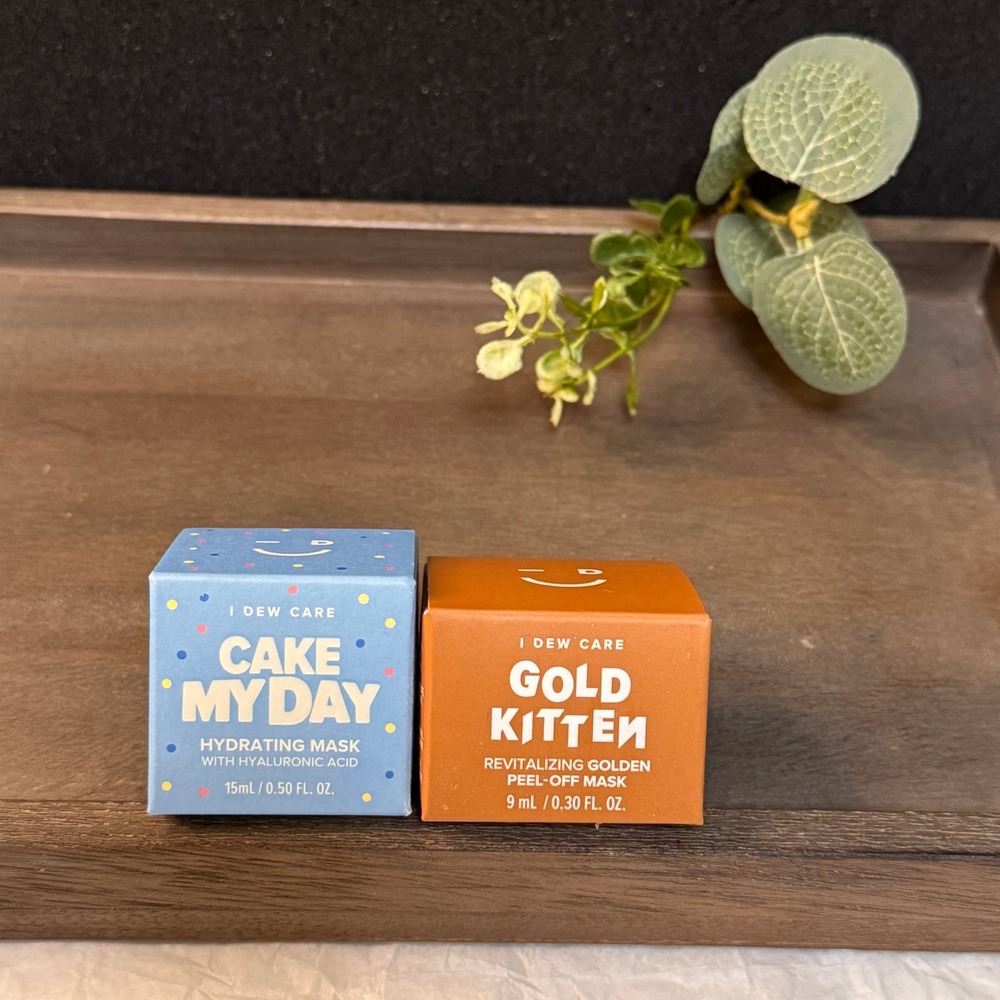I Dew Care Cake My Day Hydrating & Gold Kitten Revitalizing Mask Duo NIB Travel